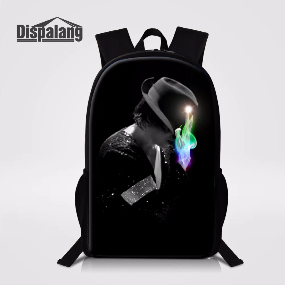 

Dispalang Design Men's Shoulder Schoolbag Pop King MJ School Bags Michael Jackson Bookbag For Elementary Student Travel Backpack