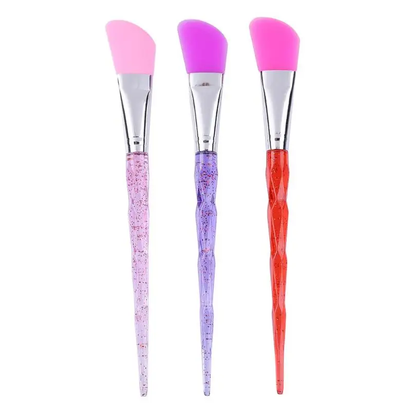 1/2PC Professional Silicone Facial Face Mask Brush Mask Mud Mixing Brush Soft Women Skin Face Care Tool Silica Mask Brushes - Handle Color: 1PC A random