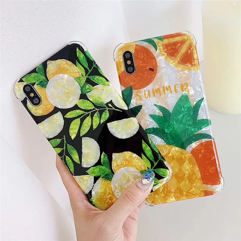 

Cute lemon pineapple soft phone Case For iphone 7 plus back Cover For iphone 6 6S plus 7 8 plus X Xr XS MAX Jelly case fundas