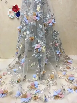 

african lace fabric EBI high quality african tulle lace fabric 5yards embroidered tulle lace fabric with stones(FJ-2-19