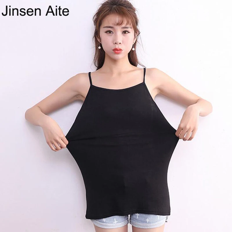 

Jinsen Aite Plus Size XXL-6XL Soft Modal Camis Tank Top Vest New Summer Spaghetti Strap Basic Underwear Feminina Women Top JS277