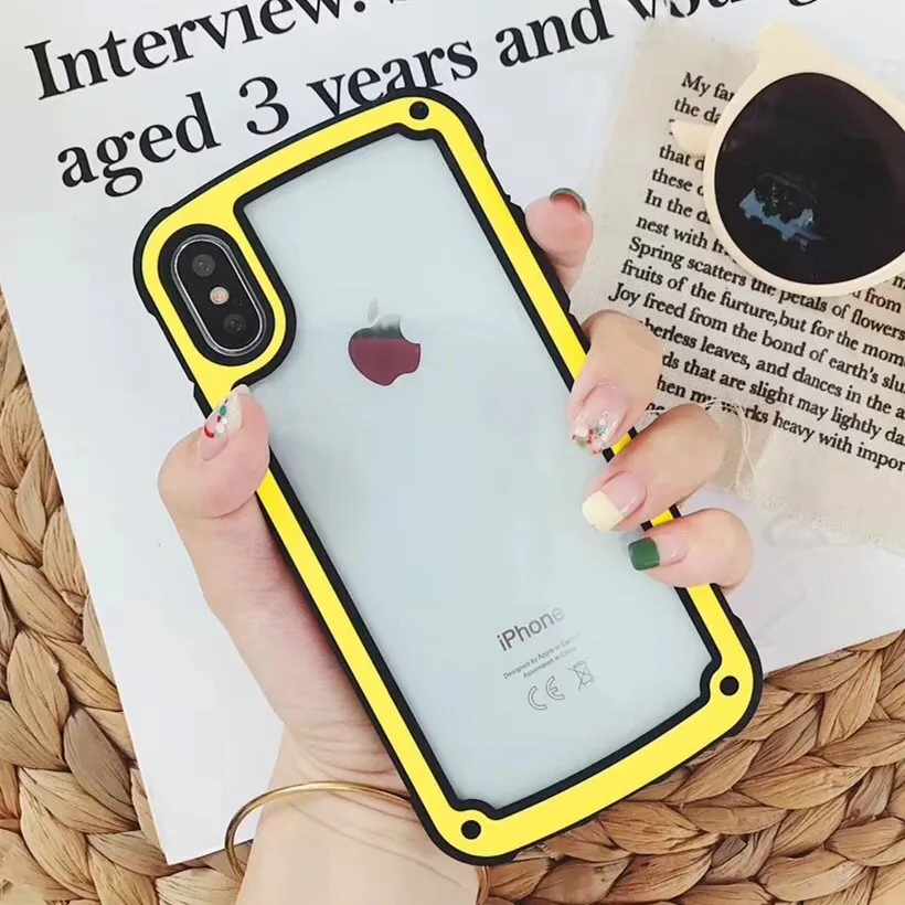 

Candy Color Four Corner Anti-knock Phone Case For iphone X Case For iphone 6 6S 7 8 Plus Back Cover Fashion Simple Clear Cases