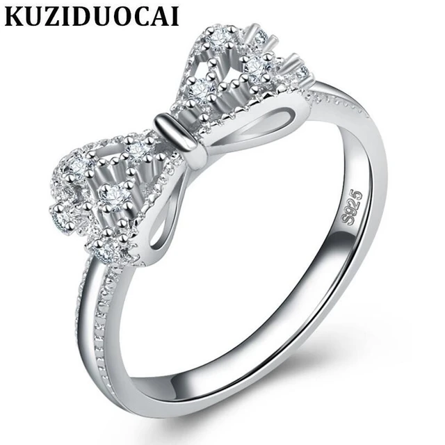 Kuziduocai New Fashion Jewelry Stainless Steel Zircon Bow-knot Wedding Rings For Kuziduocai New Fashion Jewelry Stainless Steel Zircon Bow-knot Wedding Rings For
