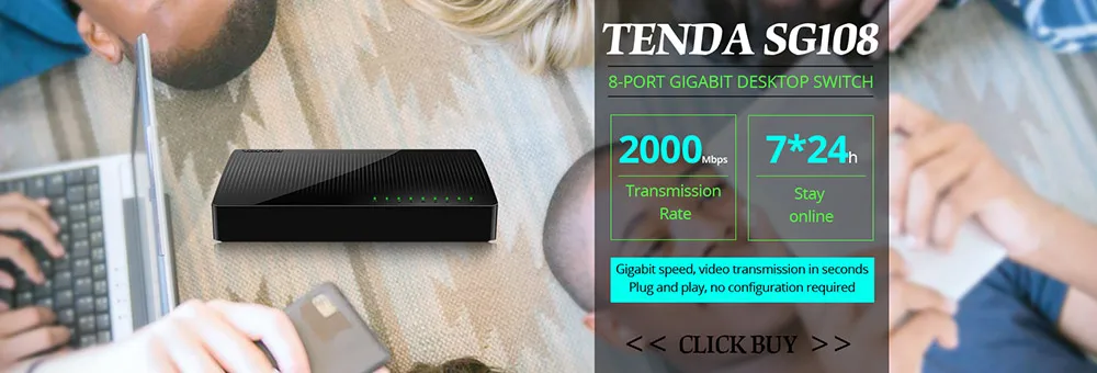 Tenda S108 8 портов коммутатор для интернет-сети настольный коммутатор 8*10/100 Мбит/с RJ45 порты небольшой и Smart plug and play легкая установка