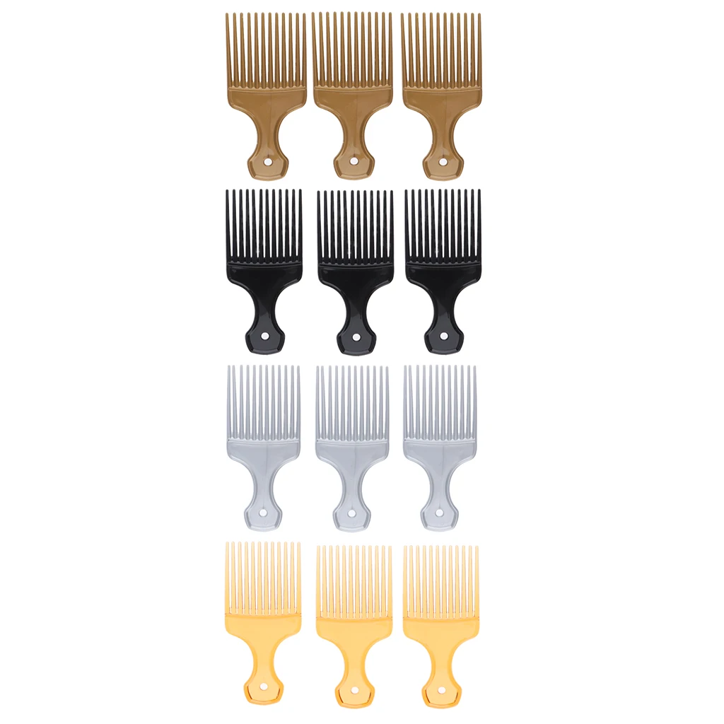 3pcs/set Portable Afro Pick Fork Plastic Curly Hair Comb Long Tooth Hairdressing Light weight Mini Size Convenient