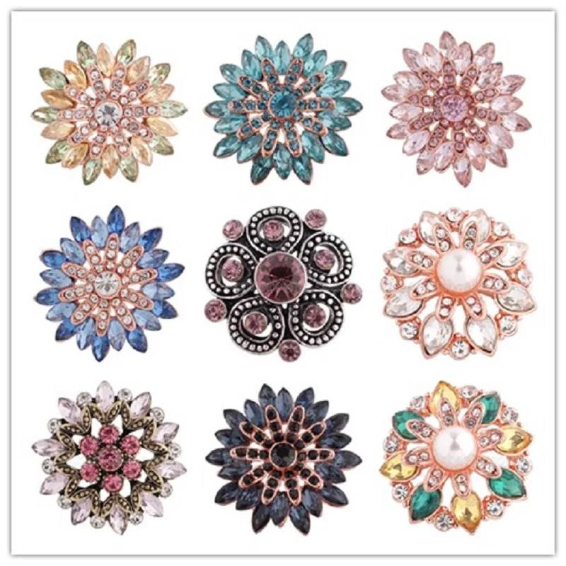 

2017 New Hot Luxury Flower Pearl Crystal Snap beads Charm Bracelet For Women Girl Luxury Snap Jewelry Wholesale KC8926