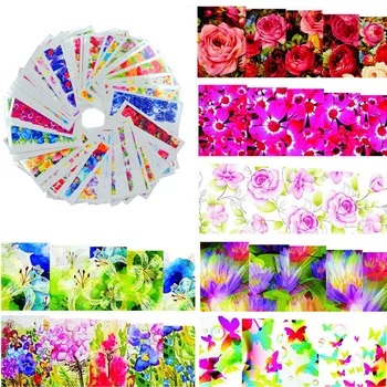 

50sheets Mixed Designs Water Transfer Nail Art Sticker Watermark Decals DIY Decoration For Beauty Nail Tools Random Patterns