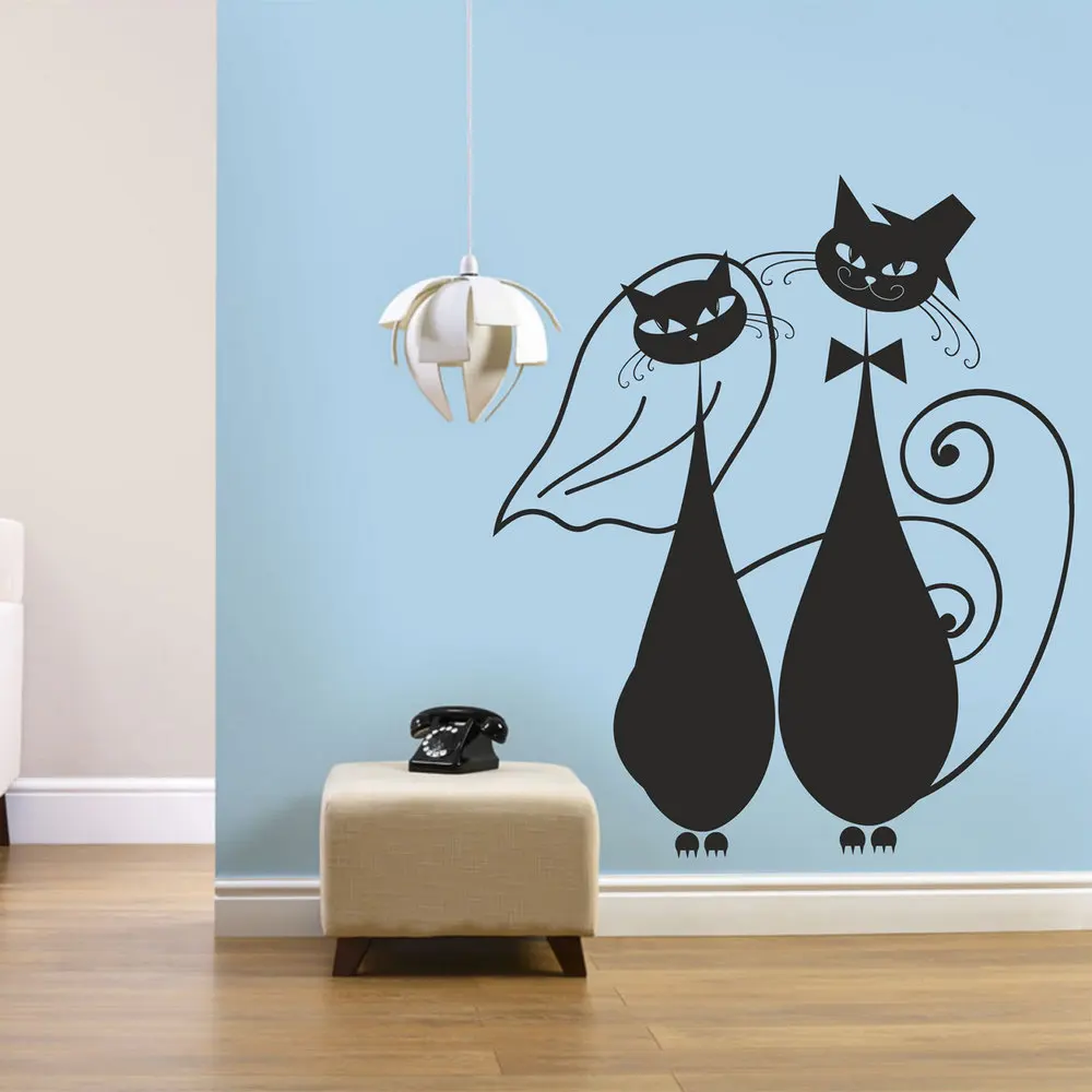 Pair of Love Cats Wall Decal Marriage Wall Vinyl Art Home Decor Two