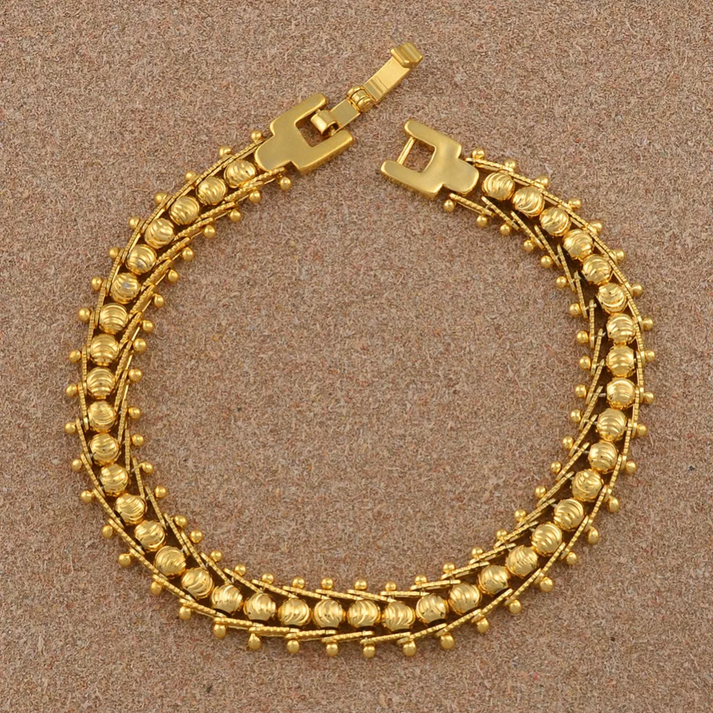 Anniyo эфиопские бусы браслет для женщин золотого цвета ювелирные изделия для мужчин Африканский браслет мяч Дубай свадебные церемонии подарки#043402