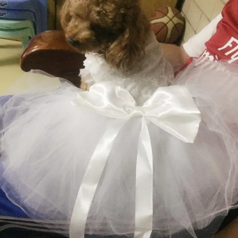 Собачье свадебное платье для питомца, кружевное вышитое платье ручной работы для маленьких собак, платье-пачка принцессы с бантом, чихуахуа, пуделя
