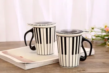 

1PC Creative Ceramic Tea Mug Piano Musical Note Milk Juice Lemon Mug Coffee Tea Cup Home Office Drinkware Unique Gift OK 0308
