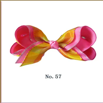 

20 BLESSING Good Girl Hair Accessories 4" Ginghams 2 Tone Double ABC Bow Clip