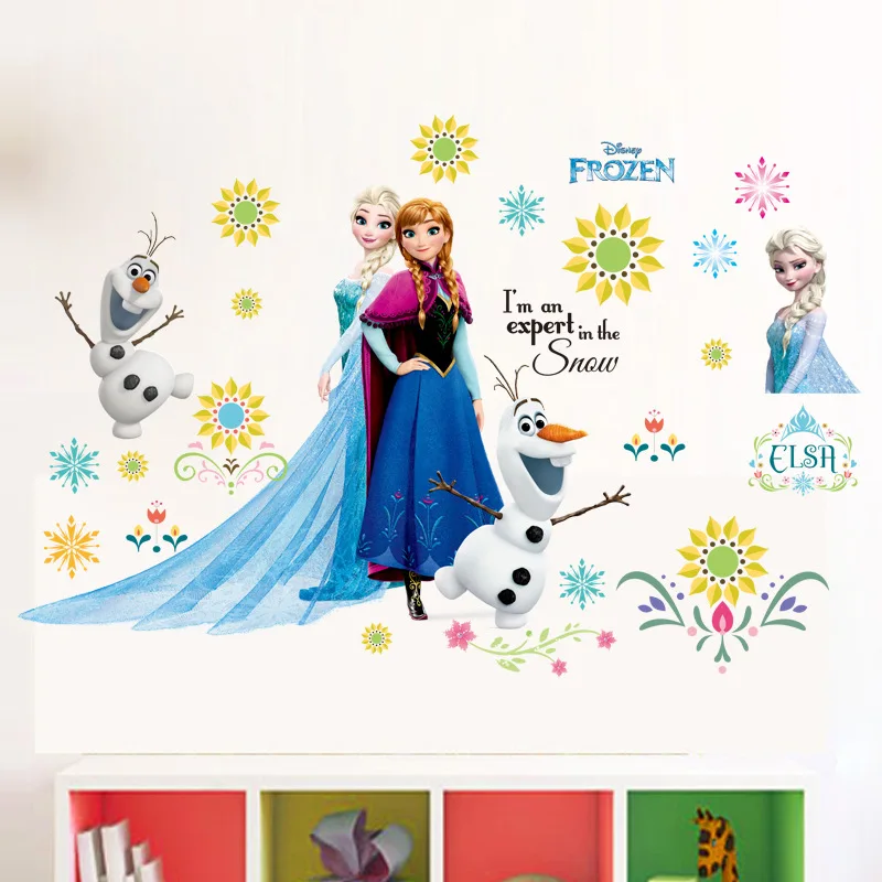 Disney стикер с рисунком из мультфильма игрушки Frozen для детей Эльза и Анна водонепроницаемое украшение для детской спальни pusheen Стикеры