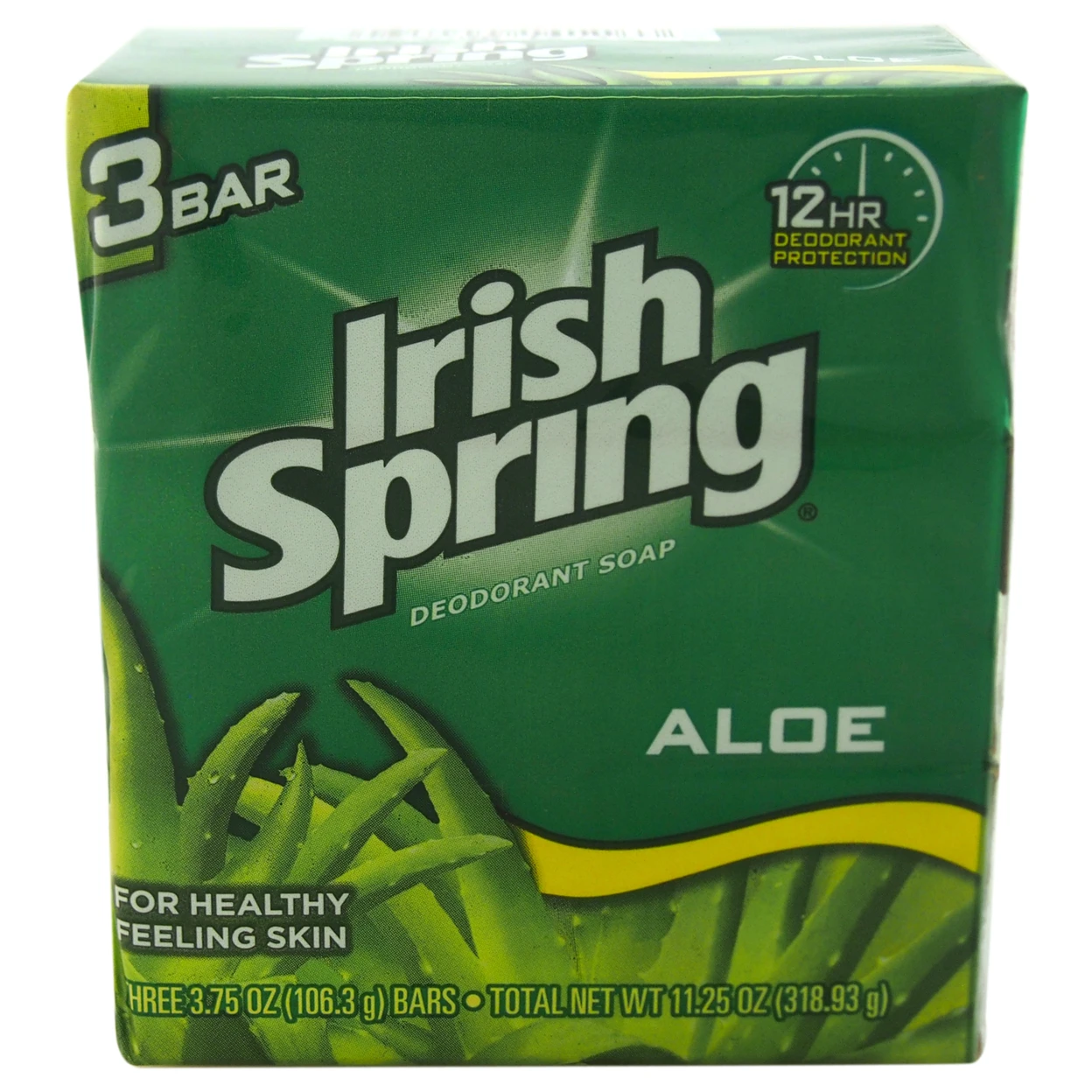 Aloe Deodorant Soap by Irish Spring for Unisex - 3 x 4 oz Deodorant