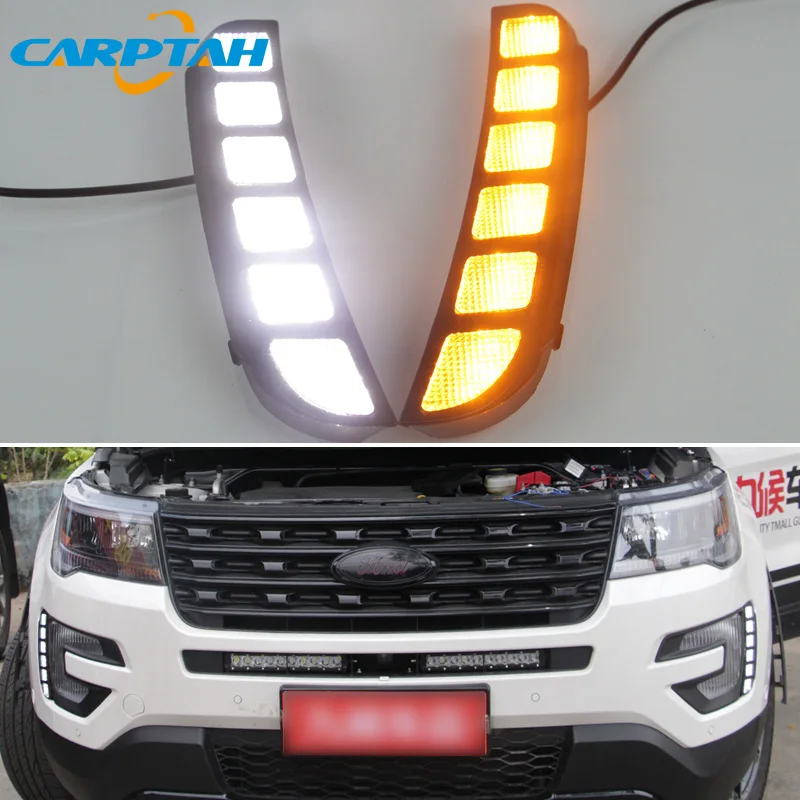 

LED Daytime Running Light For Ford Explorer 2016 2017 Waterproof 12V Yellow Turn Signal Indicator Light Bumper Lamp LED DRL