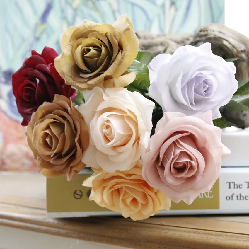 Rose Artificial Flower Bouquet wedding flowers silk peony home party decor  (16)
