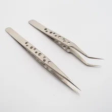 ZtDpLsd 1 шт. полый нескользящий пинцет для бровей из нержавеющей стали Профессиональный 9 отверстий прецизионный матовый яркий наконечник Прямой пинцет