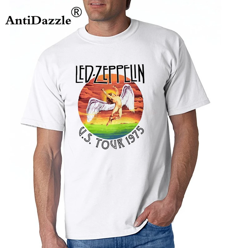 Antidazzle Led Zeppelin Us Tour 1975 Vintage T Shirt Music Hip Hop Tops