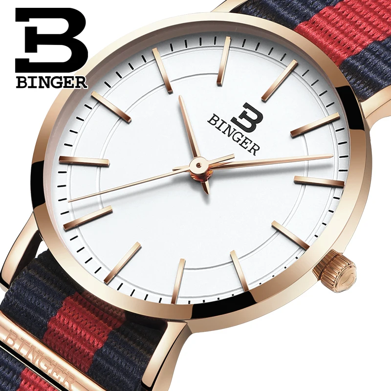 

New Switzerland BINGER Women's watches luxury brand ultrathin Waterproof lovers's quartz Female Wristwatches B-3050W-9