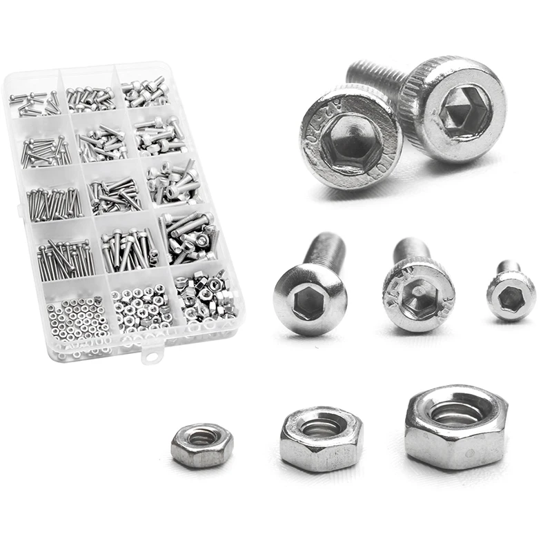 

420PCS 304 Stainless Steel Hexagon Screws Nuts Column Bolts Sets M3/M4/M2 Assorted Tools Accessories Kit For Fasteners