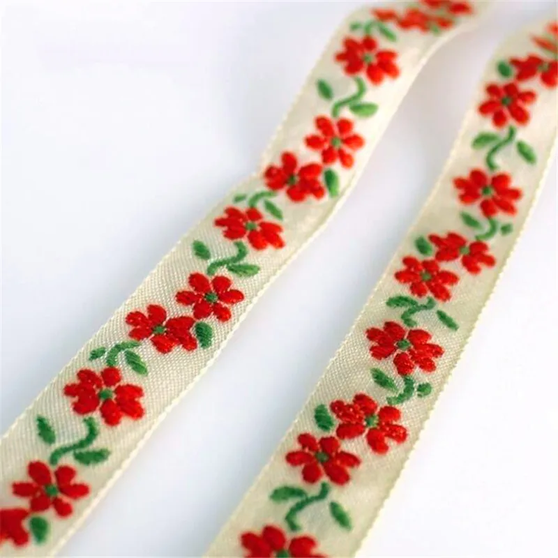 1.7cm Embroidered flower ribbon lace woven label Jacquard ribbons