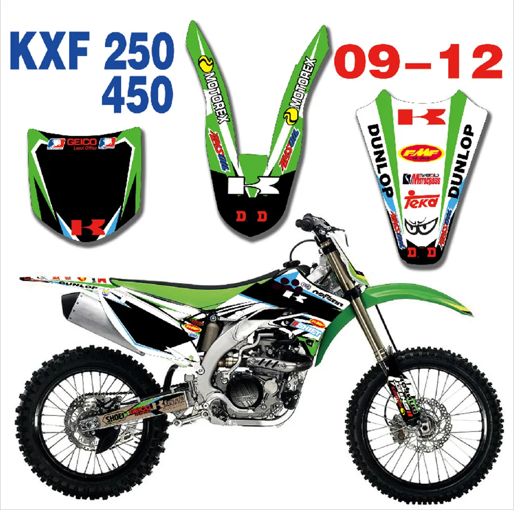 Подгонянный номер блеск графика и фоны Наклейка для Kawasaki KX250F KXF250