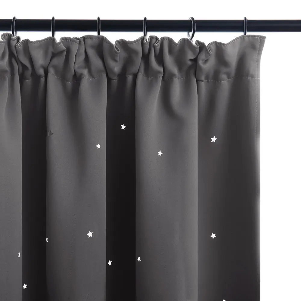 1 Piece 100% Polyester Star Cutout Blackout Pencil Pleat Curtain