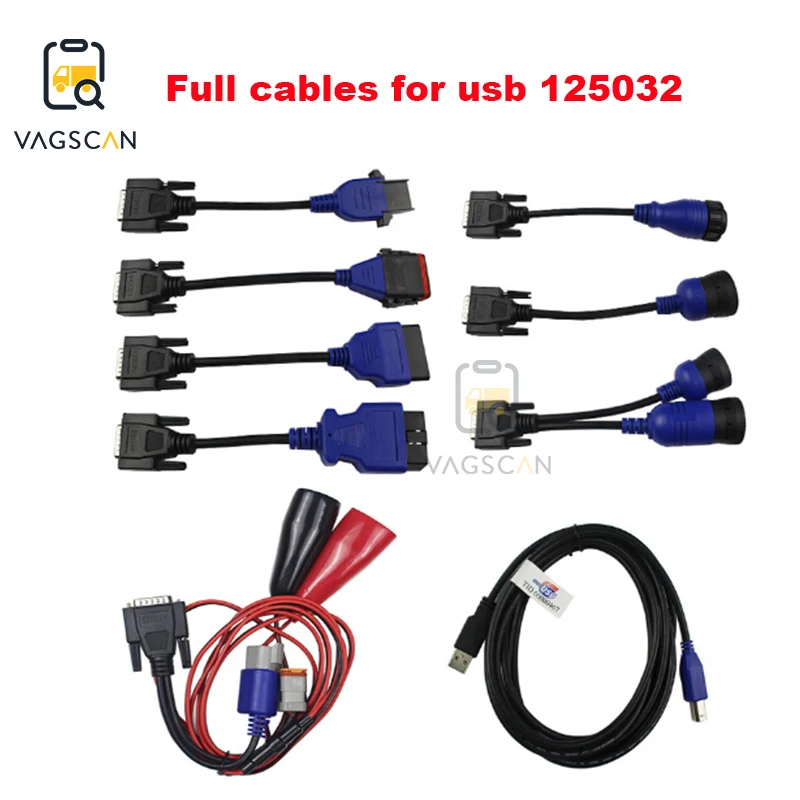 

125032 Diesel usb link truck diagnostic tool full 9 pcs cables