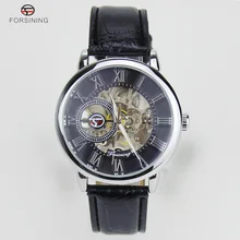 Forsining 3D Literal Design Roman Number Black Dial Montre Homme Watches Men Luxury Brand Mechanical Skeleton Watch Male Clock