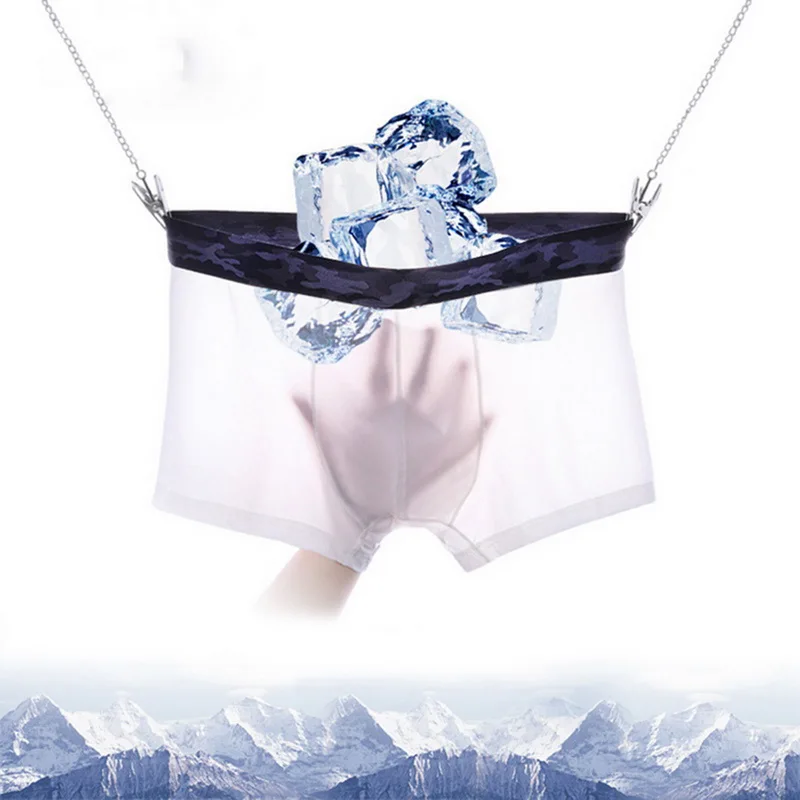 

LITTHING Summer Men Ice Silk Underwear Seamless Transparent Boxer Short Ultra Thin Sheer Breathable Comfortable Pantie Underpant