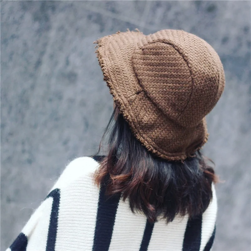 

[La MaxPa] Winter Tassels Flash Woolen Blend knitting fisherman hat Female fashion Keep Warm bucket hat accessories for girls