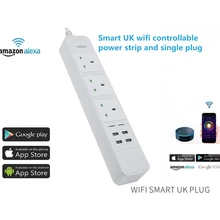 Умный WiFi удлинитель 3 AC EU штепсельная розетка стандарта Великобритании с 4 USB быстрой зарядки с Aleaxa google Home удлинитель питания