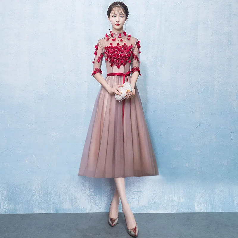 Лепестки в восточном стиле, платья для банкетов, китайские винтажные традиционные свадебные Cheongsam элегантные вечерние платья размера плюс XS-XXXL - Цвет: style 6