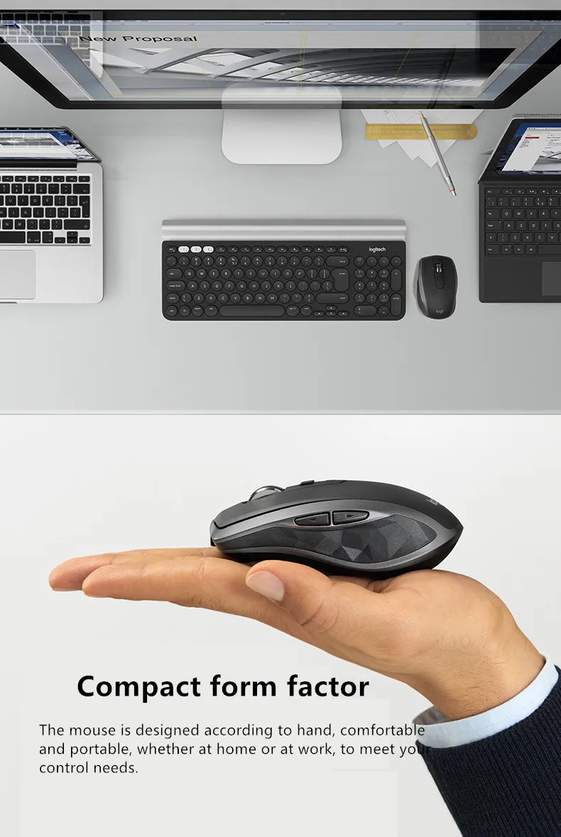Logitech MX ANYWHERE 2 S 2,4G беспроводной и Bluetooth офисный Поддержка мыши для управления несколькими устройствами