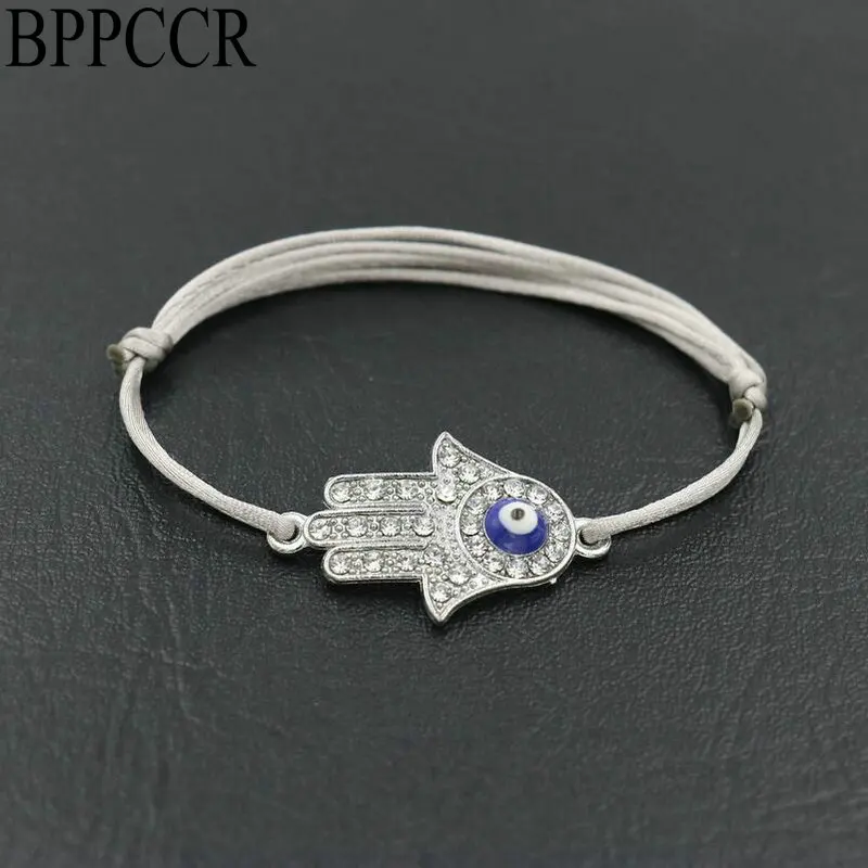 BPPCCR большая рука Фатима ручной серый веревочный шнур плетеные браслеты для