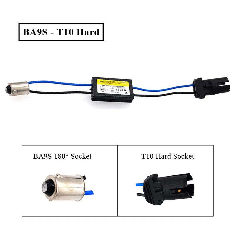 SKYJOYCE 2pcs Hard Soft T10 BA9S LED Resistor CANBUS Decoder BA9S to T10 Warning canceller 12V OCB NO Error W5W load resistors  (1)