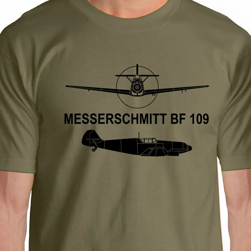 Designs Mens T shirt Tops Summer Cool Funny T-Shirt Aeroclassic Messerschmitt Me 109 Silhouette Printed T-Shirts Tee | Мужская одежда