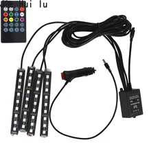 Автомобильная RGB Светодиодная лента, Автомобильный интерьер RGB 9, Светодиодная лента, светильник, беспроводной музыкальный контроль, электроника, Атмосфера RGB, дорожка, напольный светильник