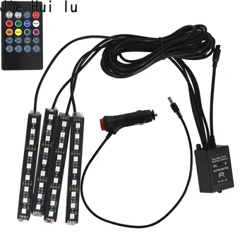 

Car RGB Led Strip Auto Interior RGB 9 LED Strip Light Wireless Music Control Electronics Atmosphere RGB Pathway Floor Light