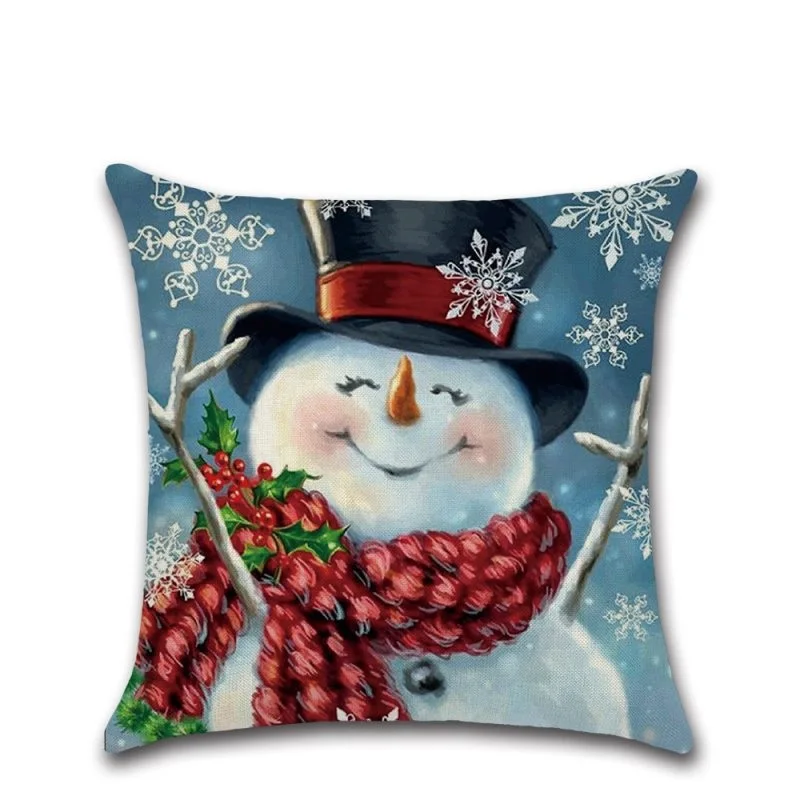 Наволочка для подушки 45*45 см, Рождественская наволочка для подушки, милый снеговик, наволочка, льняная наволочка для дивана, автомобиля, для дома, декоративные рождественские подарки - Цвет: 3