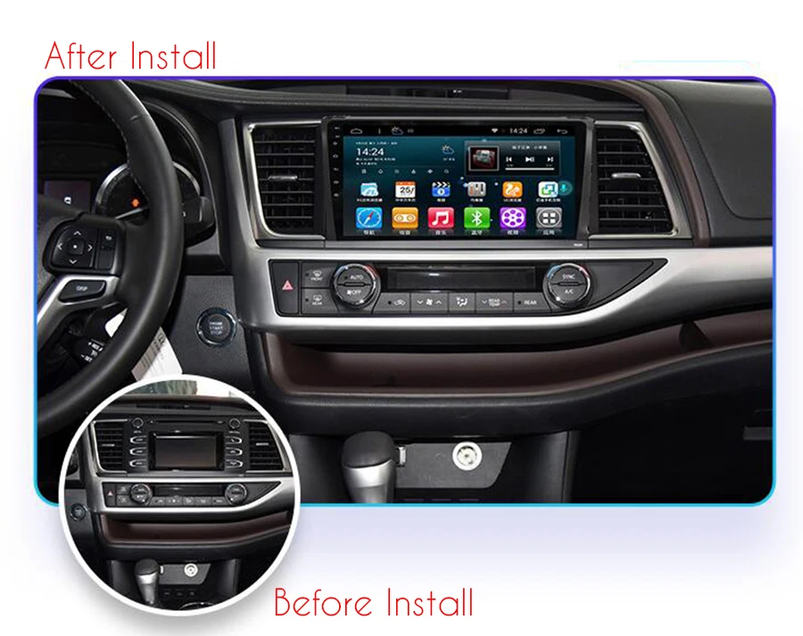 Top 10" Android Car Multimedia Stereo Radio Audio DVD GPS Navigation Sat Nav Head Unit for Toyota Highlander 2015 2016 2017 1