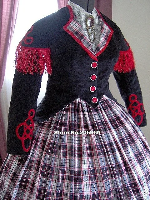Custom Made 1800 s Victoriaanse Burgeroorlog Jurk-1860 s Reizen & Walking Pak met Jas &-Dag Gown Reenactor/Party kostuum Custom Made 1800 s Victoriaanse Burgeroorlog Jurk-1860 s Reizen & Walking Pak met Jas &-Dag Gown Reenactor/Party kostuum