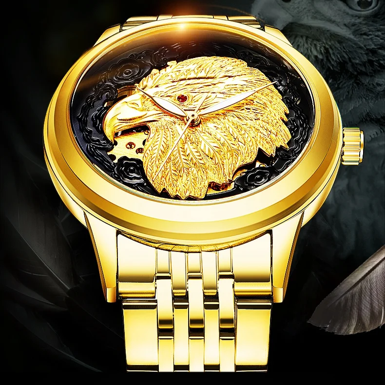 TEVISE Luxury Gold Watch Men Automatic Men Watches Luminous Hands Animal Eagle Mechanical Wristwatches 2018 New Clock Men (1)