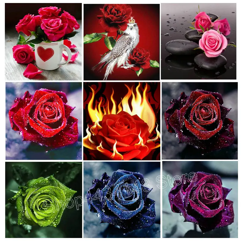 

New 25 colors rose 5d diy diamond embroidery "rose flower" full square 3D diamond cross stitch crystal mosaic art deco mural