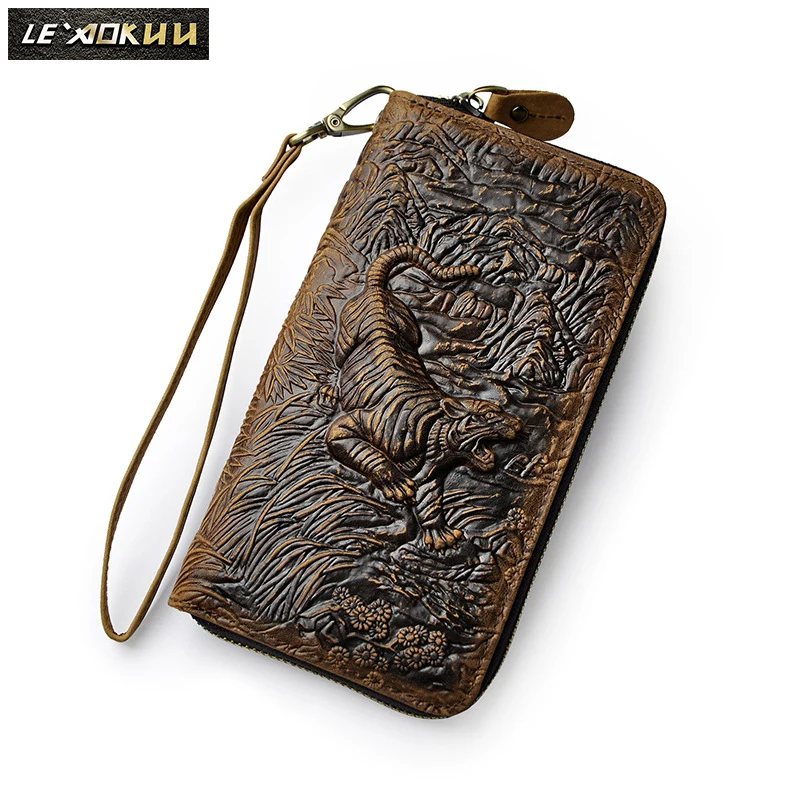 Meilleur Bétail mâle en cuir véritable mode porte carte chéquier fermeture éclair autour de l organisateur portefeuille sac à main Design pochette sac à main 1016