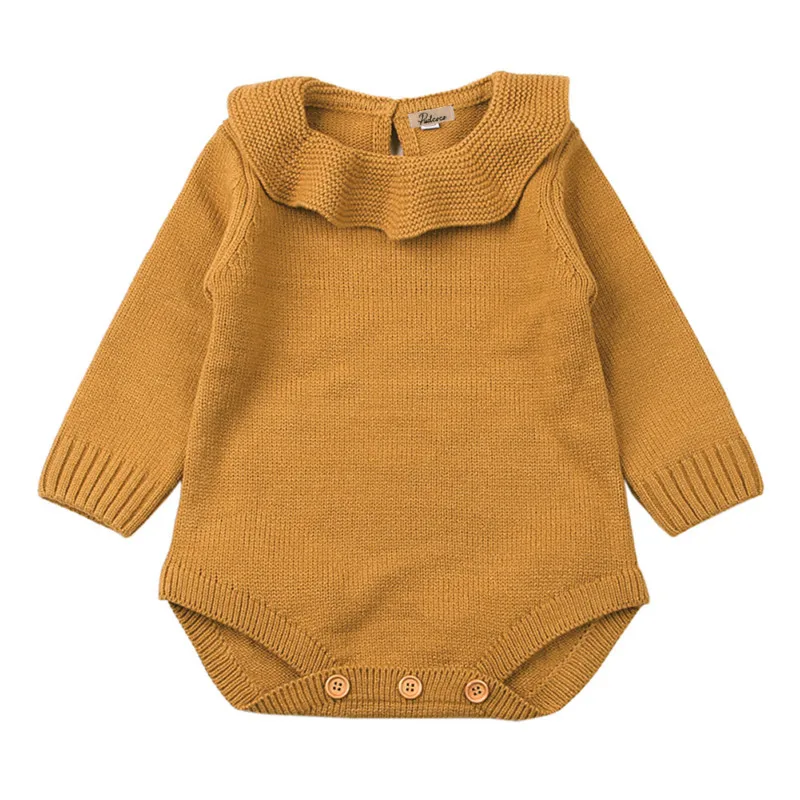 Winter Newborn Baby Girls Boys Warm Ruffles Buttons Long Sleeve Rompers