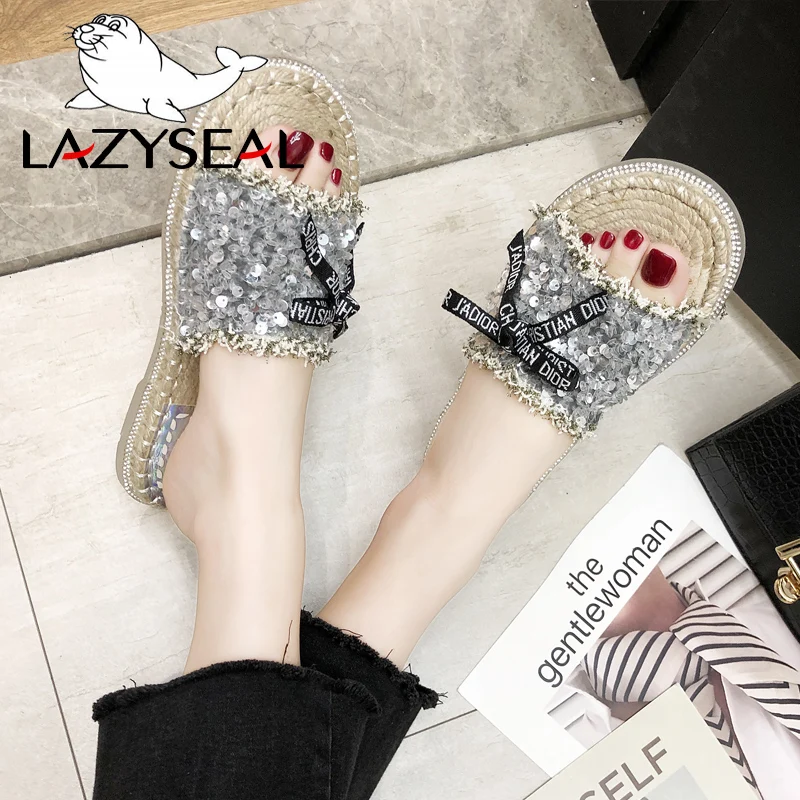 LazySeal/2019 г. женская обувь пляжные вьетнамки на плоской подошве тапочки с