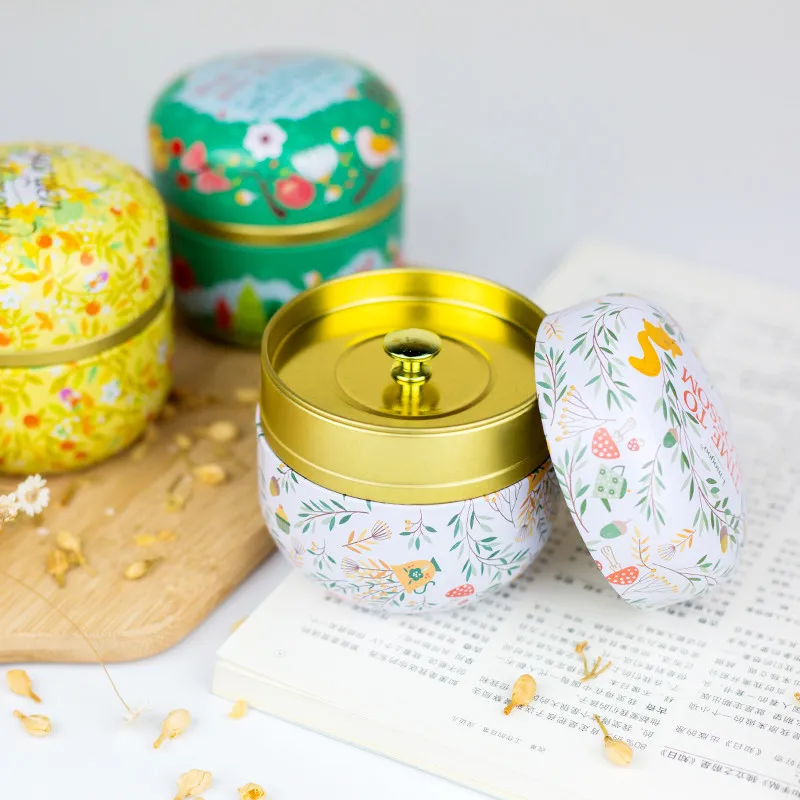 

Tea Caddy Multifunction Round Tea Caddies Metal Tea Box With Lid Tea Jar Mini Storage Boxes Caddy Coffee Powder Cans