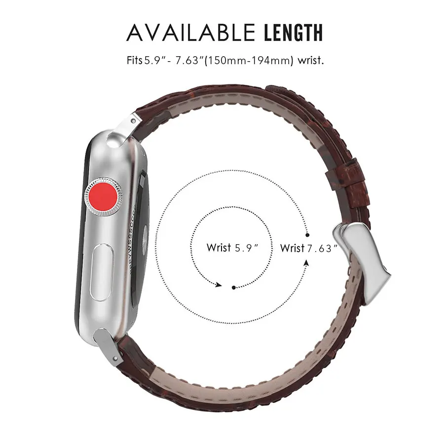 Gennuine кожа Ремешки для наручных часов для Apple Watch 38 мм, 42 мм, 40 мм 44 крокодил спортивный ремешок для наручных часов iWatch серии 4/3/2/1 браслет