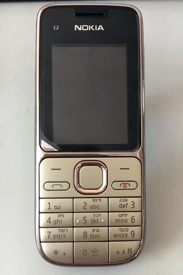 Nokia C2 C2-01 разблокированный GSM мобильный телефон восстановленные сотовые телефоны - Цвет: Gold Hebrew keybad